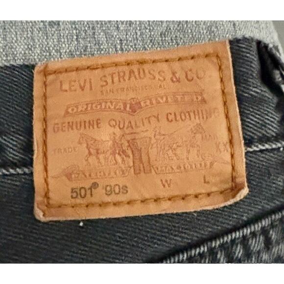 Levis Jeans Womens 26x30 Black 501 Button Fly Denim Pants Western 90s - Picture 4 of 7